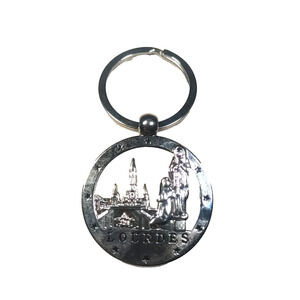 Lourdes Catholic Silver Tone Keychain Souvenir